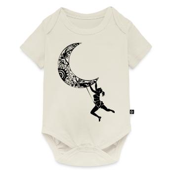 Climbing Woman Girl moon - Climber on the moon - Baby Premium short-sleeve bodysuit - off white - Front