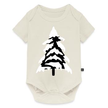 kalt schnee weihnachtsbaum tannenbaum tanne sterne - Baby Premium Kurzarmbody - Naturweiß - Vorne