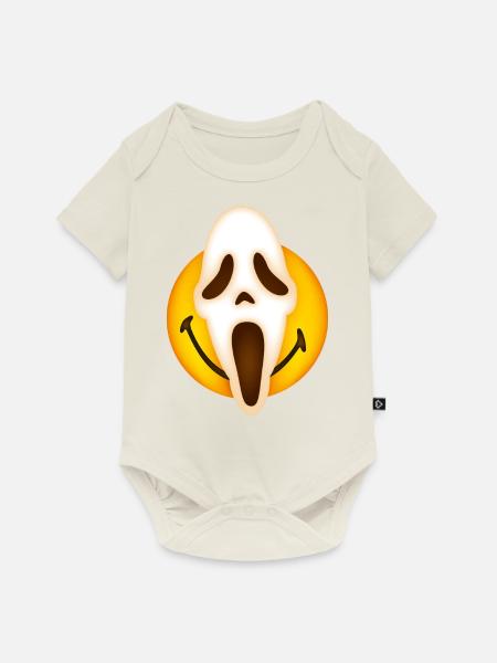Smiley Scream Mask - Baby Premium Kurzarmbody - Naturweiß