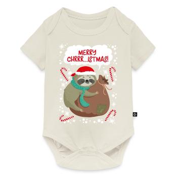 Merry Christmas Faultier T-Shirt Weihnachten sloth - Baby Premium Kurzarmbody - Naturweiß - Vorne