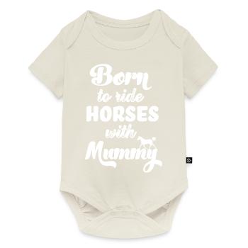 Né pour faire de l'équitation avec maman Équitation - Body à manches courtes Premium Bébé - blanc cassé - Devant