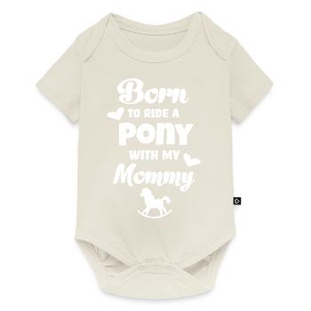Né pour monter avec maman poney cavalier - Body à manches courtes Premium Bébé - blanc cassé - Devant