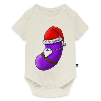 Purple SantaBean with Face - Body à manches courtes Premium Bébé - blanc cassé - Devant