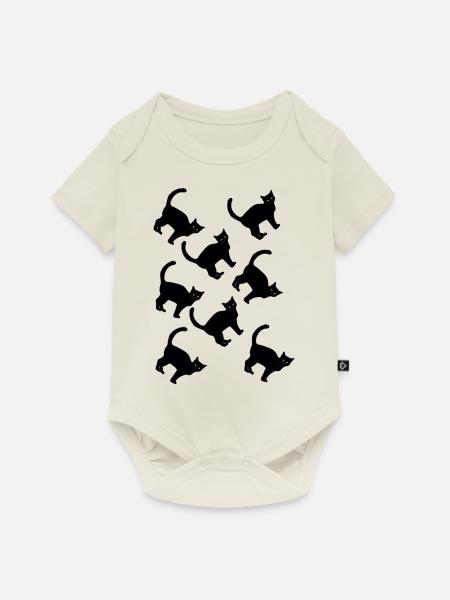 Schwarzes Muster Cat - Baby Premium Kurzarmbody - Naturweiß