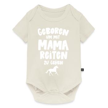 Né pour monter avec maman chevaux équitation - Body à manches courtes Premium Bébé - blanc cassé - Devant