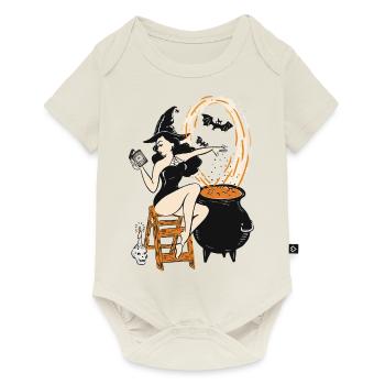 Halloween Witch Pin Up Vintage Retro - Baby Premium short-sleeve bodysuit - off white - Front