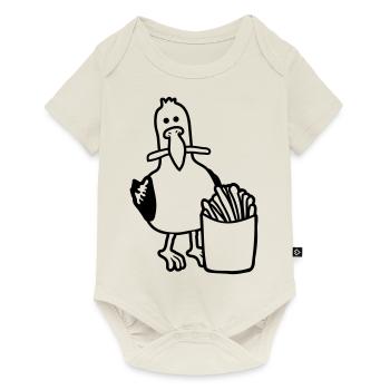 Frites volées mouette heureuse - Body à manches courtes Premium Bébé - blanc cassé - Devant