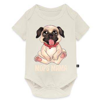 Mops Pug Mama - Geschenkidee für Hundeliebhaber - Baby Premium Kurzarmbody - Naturweiß - Vorne