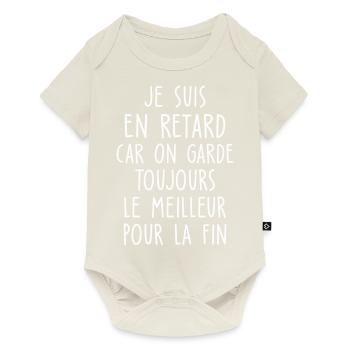 je suis en retard / humour retardateur - Body à manches courtes Premium Bébé - blanc cassé - Devant