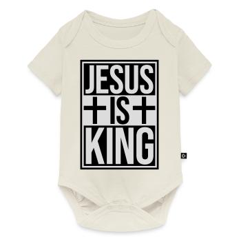 Citation de Jésus est roi - Body à manches courtes Premium Bébé - blanc cassé - Devant