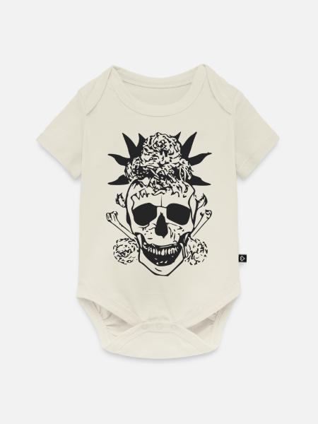Blumiger Totenkopf - Baby Premium Kurzarmbody - Naturweiß