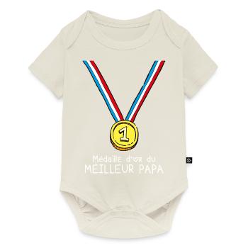 T-shirt Médaille d'or du meilleur papa - Body à manches courtes Premium Bébé - blanc cassé - Devant