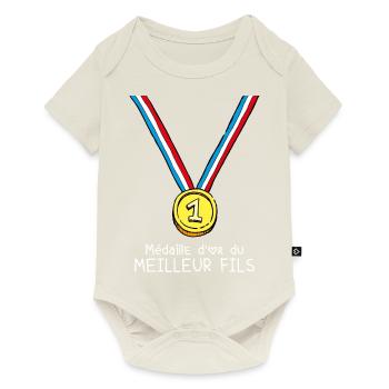 T-shirt Médaille d'or du meilleur fils - Body à manches courtes Premium Bébé - blanc cassé - Devant