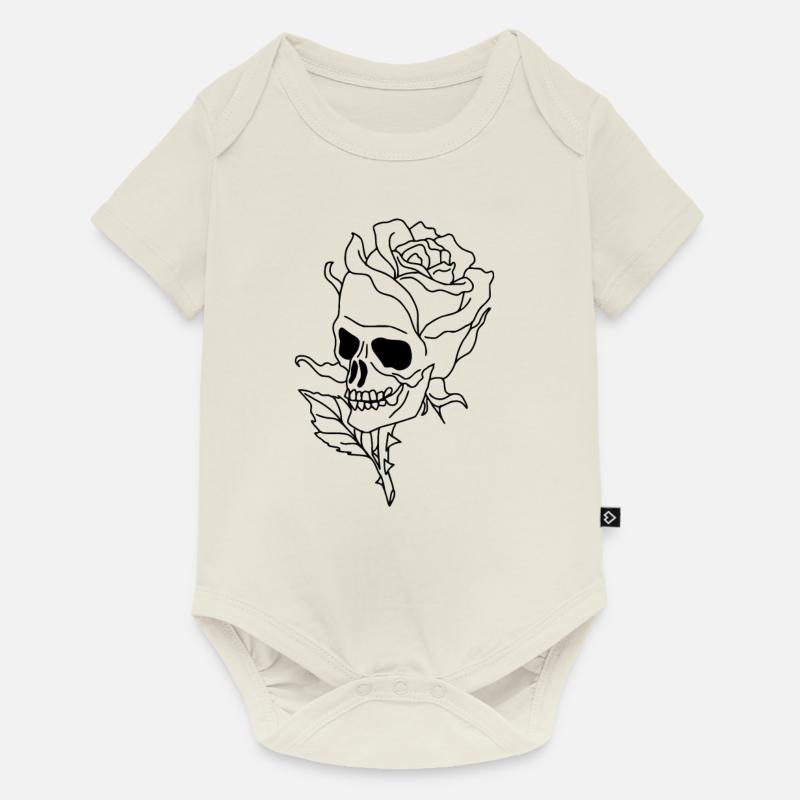 tete de mort - Body à manches courtes Premium Bébé - blanc cassé