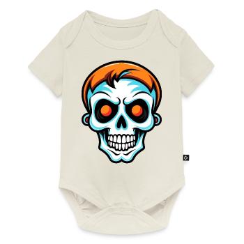 Crâne d’Halloween mignon - Body à manches courtes Premium Bébé - blanc cassé - Devant