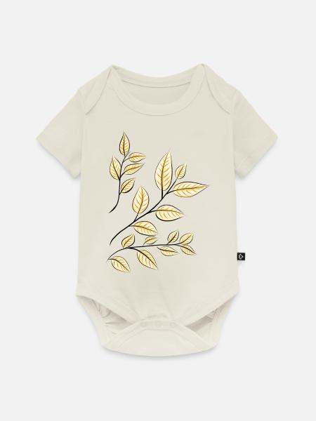 herbstliche Blätter - Baby Premium Kurzarmbody - Naturweiß