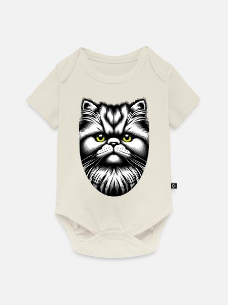 Katzengesicht - Baby Premium Kurzarmbody - Naturweiß