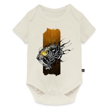 Rugissement de l’enfer : Tigre à dents de sabre avec Y lumineux - Body à manches courtes Premium Bébé - blanc cassé - Devant