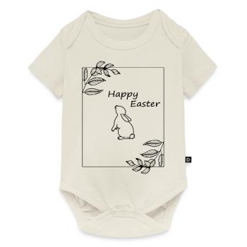 Frohe Ostern Geschenkidee Happy Easter - Baby Premium Kurzarmbody - Naturweiß - Vorne