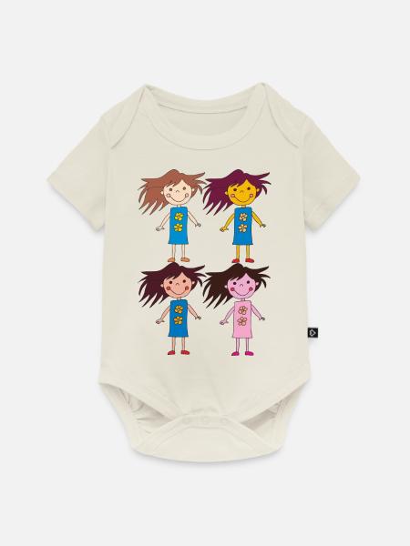 vier mädchen lustig - Baby Premium Kurzarmbody - Naturweiß