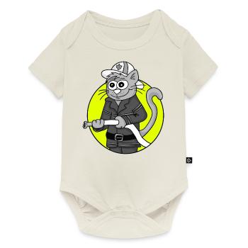 Retro Fire Brigade Cat - Baby Premium short-sleeve bodysuit - off white - Front