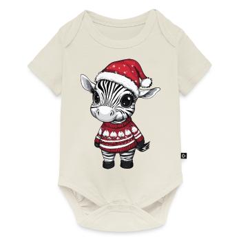 Zebra Christmas Comic - Baby Premium short-sleeve bodysuit - off white - Front