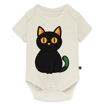 Chat Halloween Drôle de chat - Body à manches courtes Premium Bébé - blanc cassé - Devant