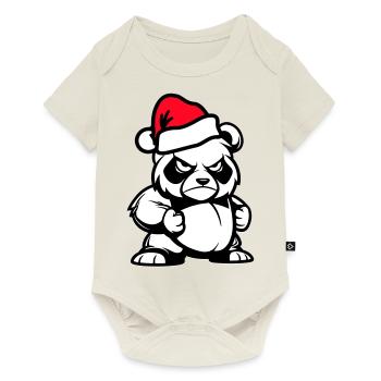 Bande dessinée de Noël Panda Bear - Body à manches courtes Premium Bébé - blanc cassé - Devant