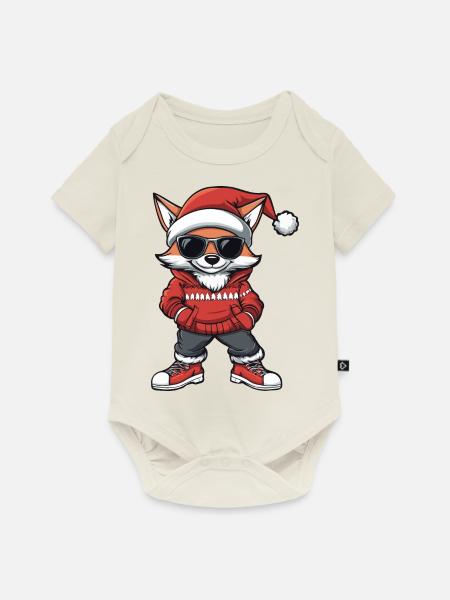 Fuchs Weihnachten Comic Cool - Baby Premium Kurzarmbody - Naturweiß