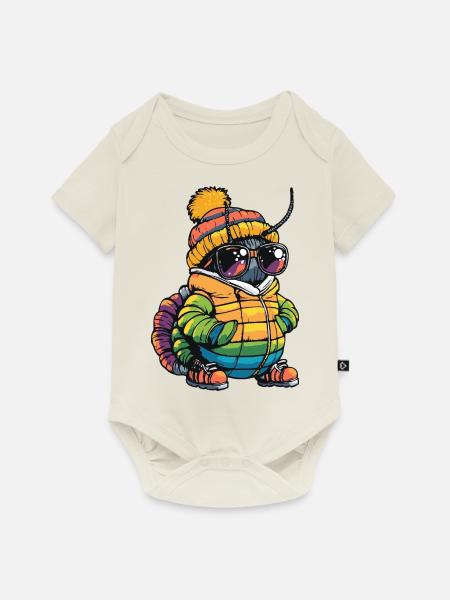 Wurm Cool Comic - Baby Premium Kurzarmbody - Naturweiß