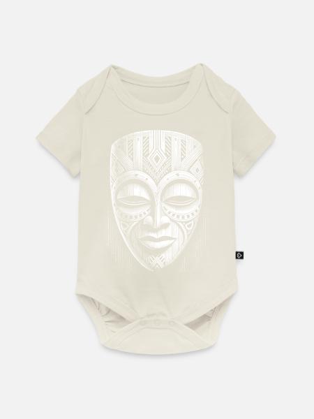 Maske - Baby Premium Kurzarmbody - Naturweiß