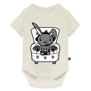 Hase spielt Controller Konsole Headset Gamer Nerd - Baby Premium Kurzarmbody - Naturweiß - Vorne