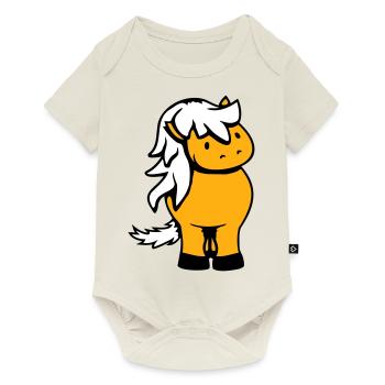 Pferd Süß Pony Fohlen Pferdemädchen Niedlich Comic - Baby Premium Kurzarmbody - Naturweiß - Vorne