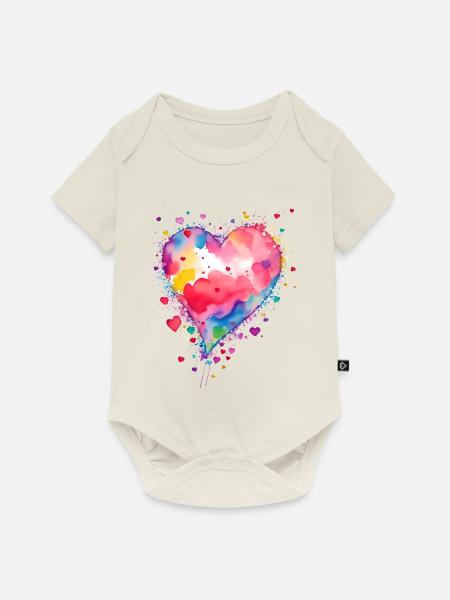 Herz - Baby Premium Kurzarmbody - Naturweiß