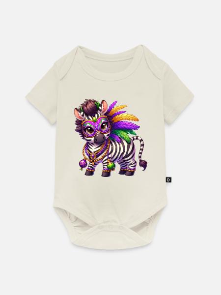Mardi Gras Zebra Comic Süß - Baby Premium Kurzarmbody - Naturweiß