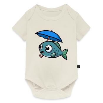 Eau Lac Mer Poisson Parapluie Pluie - Body à manches courtes Premium Bébé - blanc cassé - Devant