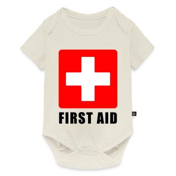 First Aid Medical Cross Sicherheitssymbol Vektor-Symbol - Baby Premium Kurzarmbody - Naturweiß - Vorne