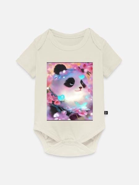 Panda Bild - Baby Premium Kurzarmbody - Naturweiß