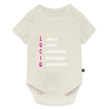 Cadeau Lucie - Qualités Personnalisées - Body à manches courtes Premium Bébé - blanc cassé - Devant