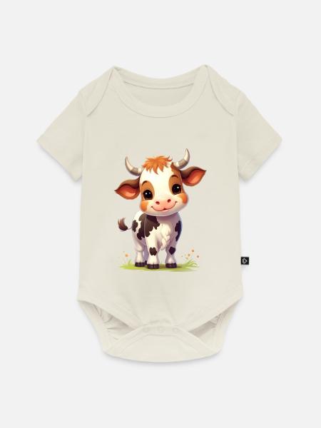 Niedliche Kuh - Baby Premium Kurzarmbody - Naturweiß