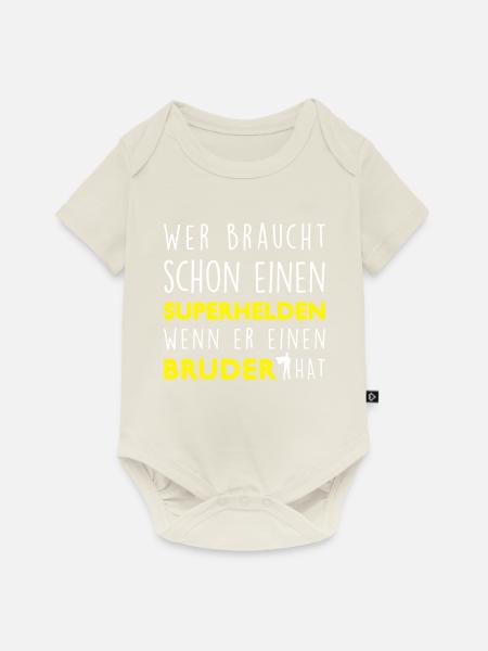 Mein Bruder - Superheld - Baby Premium Kurzarmbody - Naturweiß