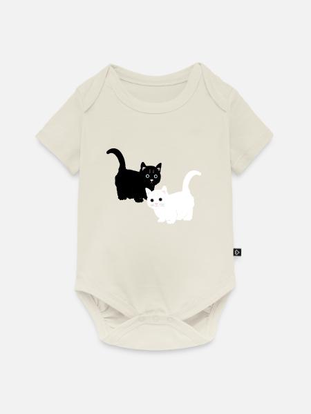 Katzen - Baby Premium Kurzarmbody - Naturweiß