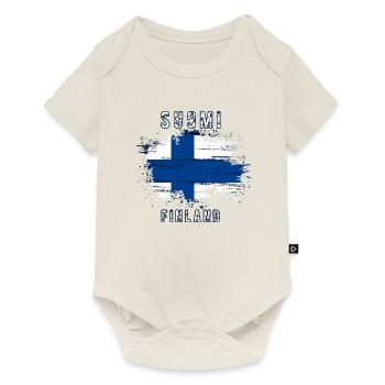 Suomi Finland Flagge Grunge Urlaub Fjorde - Baby Premium Kurzarmbody - Naturweiß - Vorne