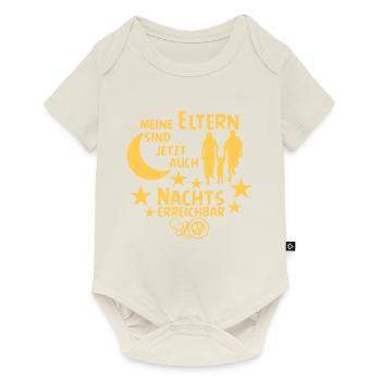Meine Eltern sind jetzt auch Nachts erreichbar - Baby Premium Kurzarmbody - Naturweiß - Vorne