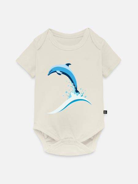 Springender Delfin - Baby Premium Kurzarmbody - Naturweiß