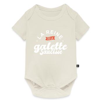 reine la galette saucisse breton bretagne cuisine - Body à manches courtes Premium Bébé - blanc cassé - Devant