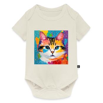 Cat Domestic Cat Oil Painting - Baby Premium short-sleeve bodysuit - off white - Front