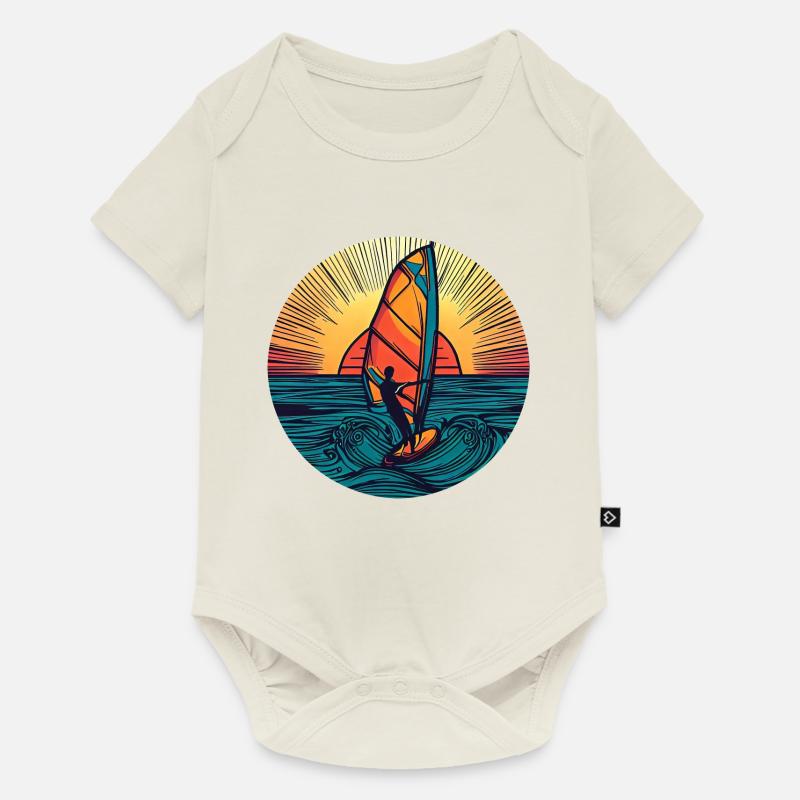 Windsurfer Surfer Sunset - Body à manches courtes Premium Bébé - blanc cassé