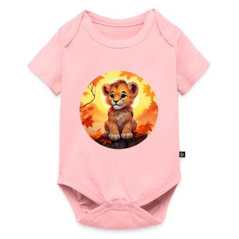 Lion cub in autumn foliage - Romantic sunset desi - Baby Premium short-sleeve bodysuit - rose - Front