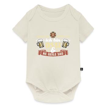 Morgens müde abends blau, Ossi und ne geile Sau - Baby Premium Kurzarmbody - Naturweiß - Vorne
